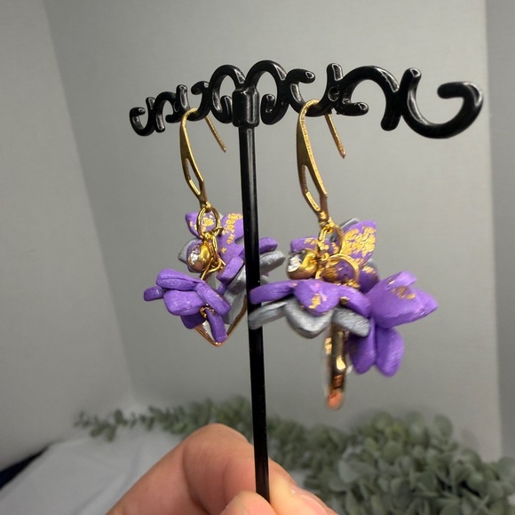 Handmade polymer clay earrings dangle - Picture 2 of 5